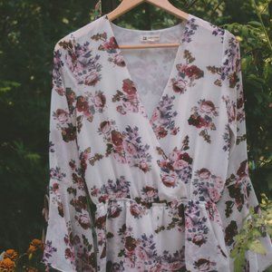 Floral Boho Romper with Bell Sleeves